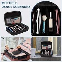 Adjustable 6/7/8 Compartment Eyewear Storage Box With Dividers, Vacuum Cleaner Storage Bag, Portable Fashion Glasses Case,Bedroom Room Decor,Back To School - Black - View 9