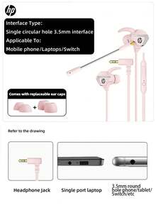 Auriculares intrauditivos con cable HP negros, EarPods con cable de 3.5mm con control remoto integrado y micrófono, control de música, llamadas y volumen, compatibles con teléfono y computadora, auriculares HIFI de alta calidad - Ver 5