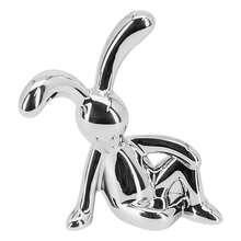 1PC Cute Silver Rabbit Electroplating Animal Ornaments, Car Interior Center Console Decoration, Table Desk Decoration, Friend Gifts - A - View 7