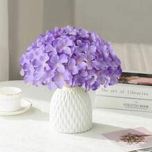 10pcs Artificial Hydrangea Flowers Large Pack, Realistic Silk Fake Flowers With Stems, Suitable For Wedding Home Decor Centerpieces, Living Room Garden Party Baby Shower Decoration, Valentine's Day Decoration, DIY Materials, Party Decoration - Purple - View 2