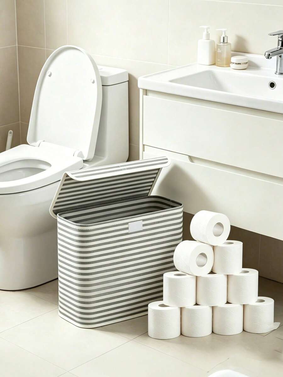 1 buah Rak Penyimpanan Kertas Toilet Kapasitas Besar, Tempat Tisu Multifungsi, Aksesori Kamar Mandi, Keranjang Penyimpanan Tisu Kain Lipat, Penyimpanan Rapi, Cocok Untuk Rumah, Kamar Mandi, Wadah Penyimpanan dan Pengorganisasian yang Ideal