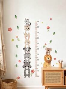 Gráfico de Altura de Animales Dibujos Animados Animales Lindos Apilados Alto Elefante León Jirafa Pegatina de Pared Decoración de Habitación Infantil Bebé Dormitorio Guardería Sala de Estar Decoración del Hogar Calcomanía de Pared - Multicolor - Ver 6
