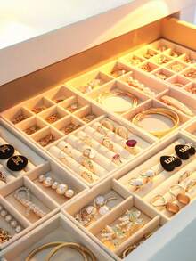 4pcs Swan Jewelry Display Tray Set, Jewelry Display Tray, Jewelry Box, Cosmetic Display Rack, Multi-Functional Jewelry Display Storage Box, Jewelry Storage Tray, Cosmetic Storage Box, Stackable Jewelry Organizer Tray, Desktop Jewelry Display Storage Tray Box, Large Stackable Drawer Tray, Suitable For Earrings, Necklaces, Rings, Bracelets, Pendants, Lipsticks, Faux Pearls, Brooches, Etc., Elegant And Convenient Bedroom Accessory, A Cosmetic Storage Box Suitable For Room Bedroom Beautiful Girls Accessory Storage, Jewelry Storage Box - Multicolor - View 6
