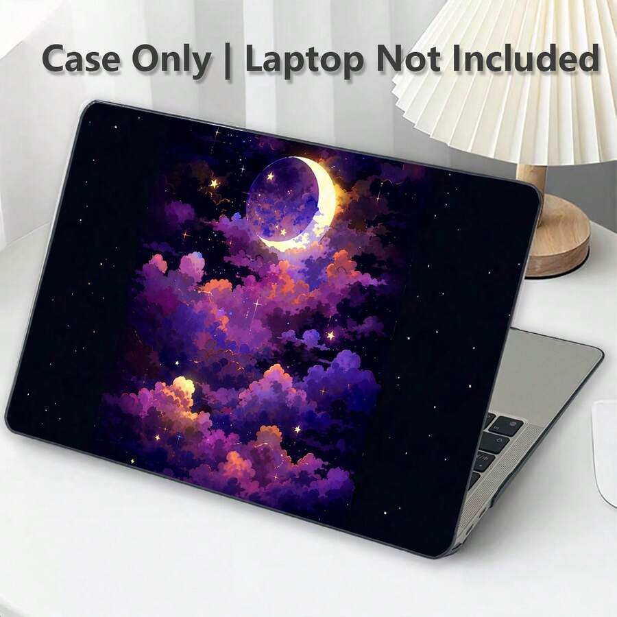 1pc Protective Case, Moon And Cloud UV Printed Pattern, Laptop Protective Cover, Minimalist Lightweight Durable Protective Case Compatible With Macbook Air Pro 13.3 13.6 14.2 15.3 16.2 Inch, Suitable For 13 Inch Neo Laptop Protective Case A3404 Model - View 1