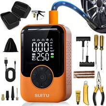 SUITU Pompa Ban Portabel, Pompa Sepeda Nirkabel Cepat, Kompresor Udara Mini + Kabel Daya Mobil 3M Gratis, Pompa Udara Portabel 150PSI dengan Pengukur Tekanan Digital, Peng charger Portabel 7.4V 1500mAh - Model nirkabel - View 11
