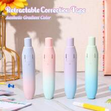 1pc Cute Correction Tape, 20ft Retractable White Smooth Pull-Out Pen, Convenient Instant Correction, Easy To Use, Beautiful Applicator Set, Replaceable Refill, Suitable For Students, School And Office Supplies, Easy To Use, Suitable For School Use, 4 Colors Available (Retractable) - Multicolor - View 5