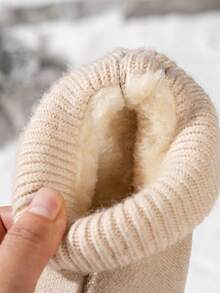 1 Pair Kids Knitted Socks Snow Boots Winter New Style Anti-Slip Baby Warm Boots - Beige - View 6