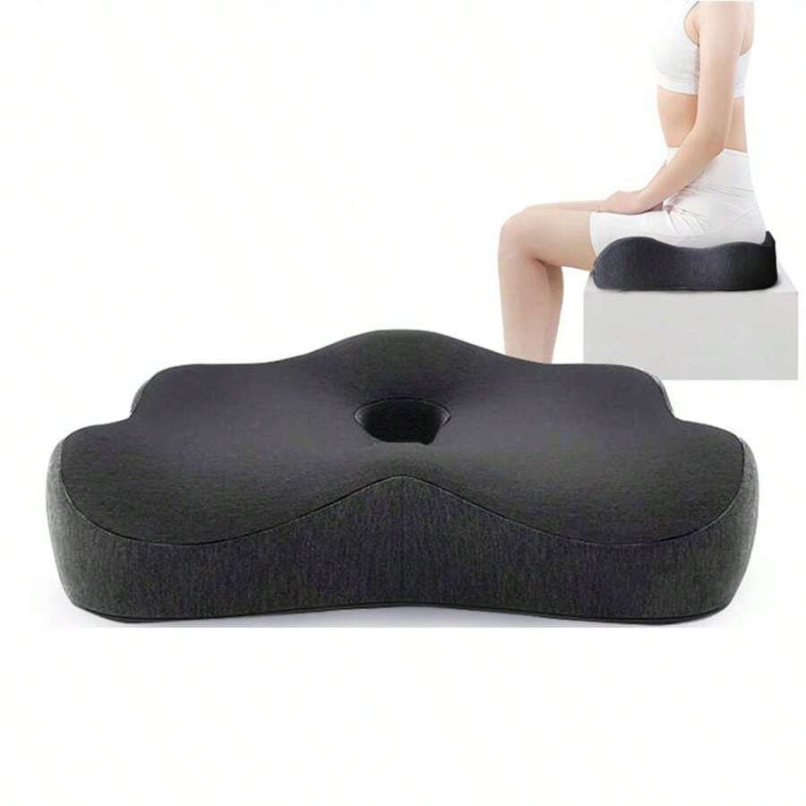 1pc Ergonomic Office Chair, Car Seat And Desk Cushion - Polyester Fabric, Washable, Suitable For All Seasons - Perfect For Long Hours Of Sitting, Office Chair Cushion - Multicolor - View 1