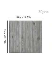 [3D Wood Grain Vinyl Wall Stickers] 20pcs 3D Wood Grain Vinyl Wall Panels - Removable & Waterproof Self-Adhesive Foam Wall Stickers - Easy Installation For Interior Decor In Various Shades - Wood Grain 20pcs - View 12