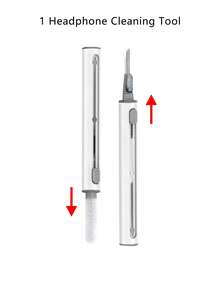3-In-1 Multifunctional Cleaning Tool With Charging Case, Speaker Hole & Crevice Dust Removal, Metal Pick, Flocked Sponge Dusting Brush, Soft Bristle Brush For Bluetooth Earbud Charging Case Crevice Cleaning - 3-in-1 Headphone Cleaning Tool - View 1