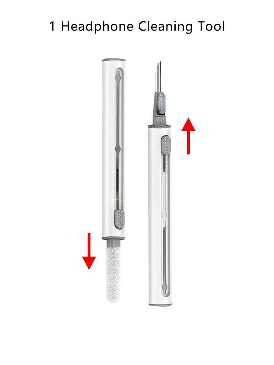 3-In-1 Multifunctional Cleaning Tool With Charging Case, Speaker Hole & Crevice Dust Removal, Metal Pick, Flocked Sponge Dusting Brush, Soft Bristle Brush For Bluetooth Earbud Charging Case Crevice Cleaning - 3-in-1 Headphone Cleaning Tool - View 1