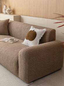1pc 3D Sofa Cover, Multi-Functional Full Coverage Sofa Slipcover, Solid Color Geometric Pattern Design Sofa Protector, Holiday Decor Sofa Cover, High Elasticity All-In-One Sofa Cover, Suitable For All Seasons - Brown - View 6