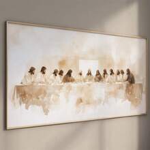 1pc "The Last Supper" Minimalist Beige Abstract Canvas Painting - Inspired By Da Vinci, Horizontal Wall Decor, Suitable For Living Room And Bedroom, Unframed, Shepherd Art, Christian Faith - Multicolor - View 7