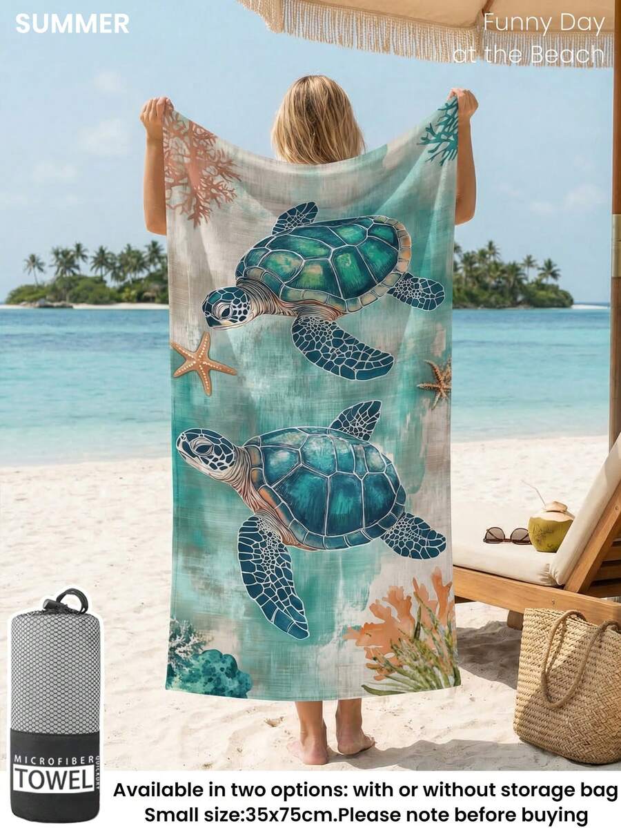 1pc Beach Towel, Beach Essentials, Vacation And Bathroom Decor, Super Absorbent, Ideal For Bathroom, Swimming, Fitness, Yoga, Soft Microfiber, Lightweight And Portable, Windproof, Sunscreen, Anti-Sand, Summer Travel - Multicolor - View 1