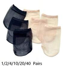 1/2/4/10/20/40 Pairs Ultra-Thin Front Foot Socks For Women, Low Cut Peep Toe High Heel Shoes Sandals, Summer Thin Invisible Silicone Anti-Slip Half Palm Socks - Multicolor - View 16