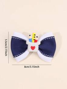 2 piezas de pinzas para el cabello de vuelta a la escuela, lazos para el cabello azul marino y blanco, lindo portabolígrafo pequeño, primer día de escuela, accesorios de moda para el cabello para niñas, adolescentes, estudiantes - Multicolor - Ver 5