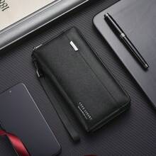 Men Long Zipper Wallet Large Capacity Multi Card Slot Clutch Handbag Business Slim Lightweight PU Leather For Daily - Black - View 1