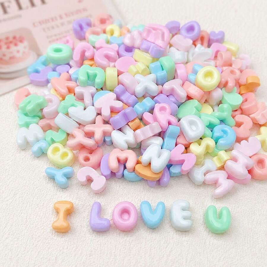 10/30/50/110pcs Assorted Multi-Color Resin Letters A-Z, Flat Back, Mini Size, Suitable For DIY Jewelry Making, Earrings, Cream Gel Phone Case Decor, Hair Accessories, Keychain Decor, Charms, Etc. - Letters - View 1