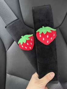 2pcs Strawberry Car Seat Belt Shoulder Pads, Seat Belt Covers, Cute Girl Car Interior Accessories - A - View 7