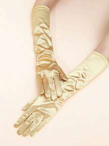 1 par de guantes de fiesta de unicolor minimalistas de longitud media - Champán-102 - Ver 23