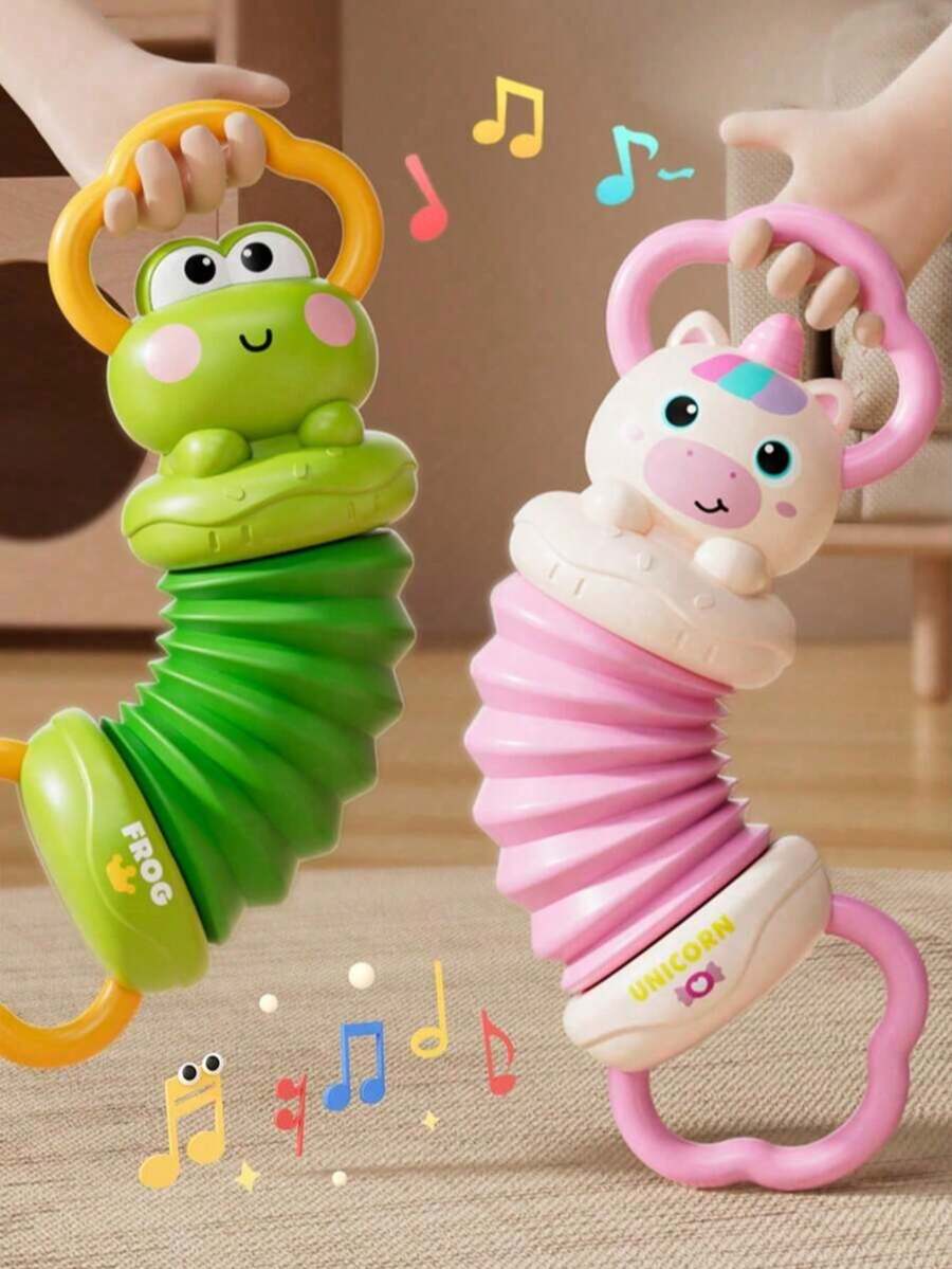 6 Months+ Portable Travel Toy Mini Cartoon Accordion Toy, Frog/Unicorn Color Options, Easy To Carry, Multifunctional Toy To Inspire Intelligence And Provide Comfort - Multicolor - View 1