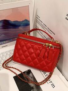 New Hand-Held Box Bag, Minimalist Chic Shoulder Crossbody Bag - Red - View 4