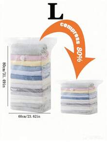 Vacuum Storage Bags Extra Large Cube Style Giant Vacuum Sealed Bags Suitable For Clothes, Bedding, Blankets, Pillows, Bed Linen And Sweaters Space-Saving Closet Storage - Clear - View 12