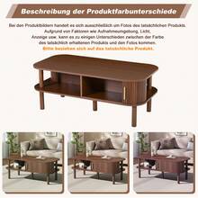 Coffee Table 110 * 55 * 45 Cm Made Of MDF, Living Room Table With Roll-Up Door, Open Compartments For Storage, Load Capacity Up To 60 Kg, Scandinavian Coffee Table, Side Table For Sofa, Coffee Table, Walnut Color. - 胡桃木色 - 查看 4