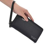 Men Long Zipper Wallet Large Capacity Multi Card Slot Clutch Handbag Business Slim Lightweight PU Leather For Daily - Black - View 4