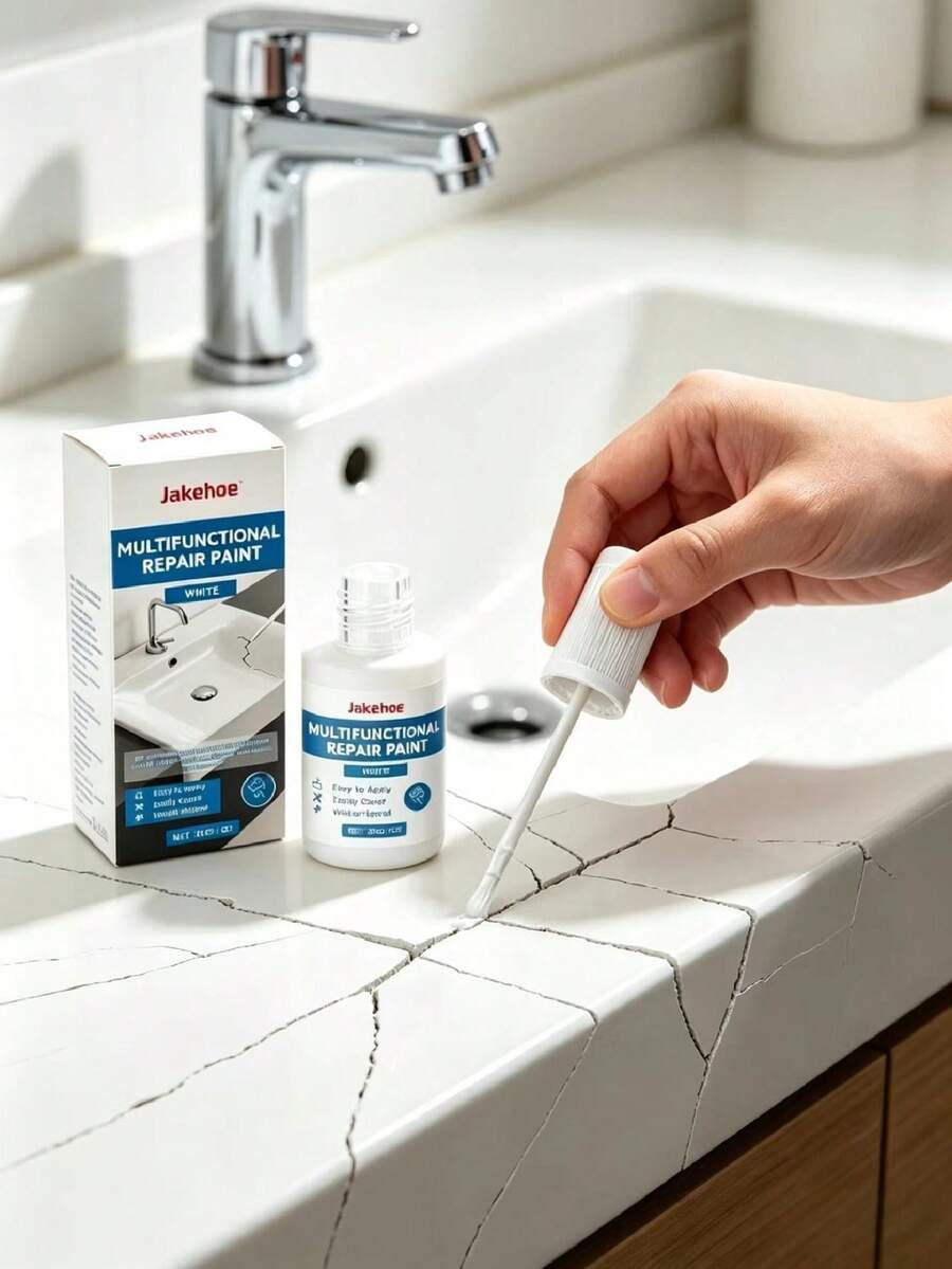 Multi-Functional Repair Paint, Waterproof Bathroom Renovation Scratch & Flaw Cover, Wall & Floor Repair Paint, Sink Crack Filler, Water-Based Quick-Dry Bathroom Furniture Seamless Touch-Up Tool