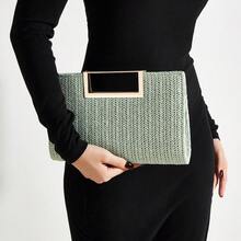 AIBBYDAR Borsa a mano da donna verde menta alla moda intrecciata, vacanza, spiaggia, borsa a tracolla versatile da donna, casual, minimalista, spiaggia, accessorio essenziale per le vacanze - Menta Verde - Visualizzare 10
