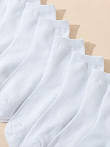 1/5/10 paires de chaussettes accessoires unisexes, chaussettes de sport mi-mollet, style Y2K mignon blanc abordable, chaussettes de chaussures amusantes en cadeau - Blanc - Voir 2
