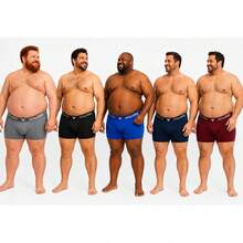 Kit com 3 Cuecas Boxer Plus Size em Cotton Liso Cueca Box Extra Grande - Multicolorido - Visão 6