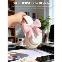 2pcs Pink Bow Decor Earphone Accessories, Cute Printed Bow Fashionable Earphone Attachments, Christmas Gift For Gamer Girls - Pink/2pcs - View 8