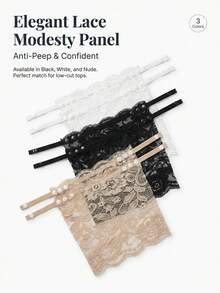 3pcs Elegant Floral Glare Proof Bra Pad - Fashionable & Comfortable Bra Enhancer, Lace Knitted Liner Suitable For Random Women Styles - Multicolor - View 4