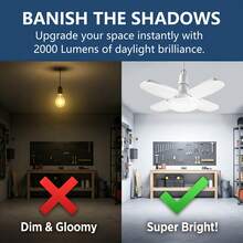 2 Pack LED Garage Light Bulbs, 28W Mini LED Garage Ceiling Light With 4 Adjustable Panels, 2300 Lumens LED Garage Light Bulb, E26 6500K Daylight/3000K Warm White Ultra Bright Deformable LED Bulb For Garage, Kitchen, Indoor, Living Room, Attic - 28W-white - View 5