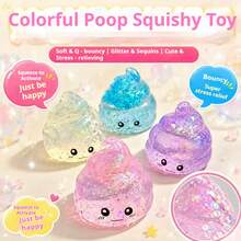 1 Novel Squeezable Poop-Shaped Stress Ball Toy,Maltose Fun Stretch Squeeze Decompression Toy,Suitable For Kids And Adults, Prank Gift, Random Color, Squeezable Toy,Cheese Squeezable Toy,Decompression Toy,Cheese Squeezable Toy, Dumpling Squeezable Toy - Multicolor - View 10