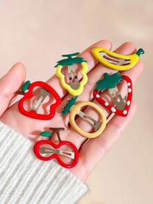 12pcs Cute Colorful Fruit-Shaped Hair Clips, Including Multiple Fruit-Themed Colors, Perfect Back To School Gift - Multicolor - View 2
