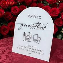 1pc Bohemian Style Arched Acrylic Wedding Photo Guestbook Frame, Suitable For Wedding, Party, Event, Tabletop Decor, Size 7.87x9.45 Inches - Arch - View 7
