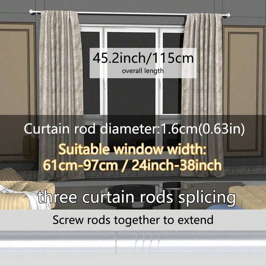 Decorative Rod Head - Silver 45.2 Inches/115 cm - View 1