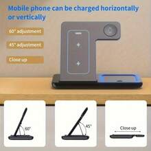 3合1快速充電站 15W可折疊無線充電支架,適用於 17、16、15、14、13、12、11/Pro/Max/Mini/Plus、X、XR、XS/Max、SE、8/Plus,適用於 1-9,適用於AirPods 3/2/Pro - 黑色 - 查看 7