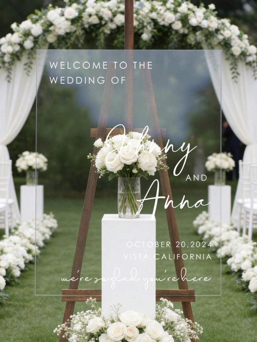 Wedding Welcome Sign, Modern Wedding Sign, Acrylic Wedding Sign, Welcome To Our Wedding Acrylic Sign, Wedding Decor, Wedding Gift - Multicolor - View 1