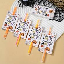 48 piezas Tarjetas de decoración con palos luminosos de Halloween, patrón de fantasma blanco y calabaza, decoración del hogar de Halloween, decoración de fiesta de Halloween, recuerdos de fiesta, suministros para fiesta de Halloween - A - Ver 10