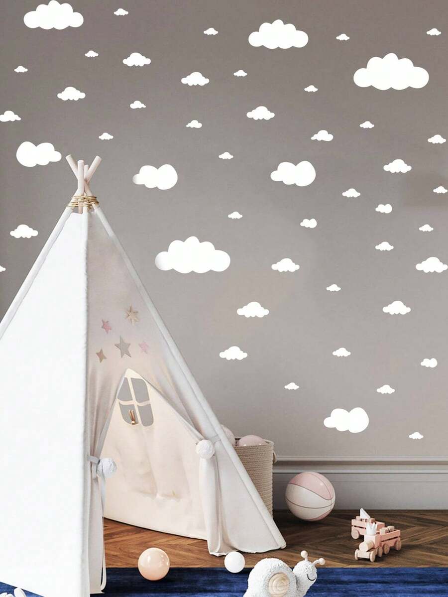 Cloud Wall Decal White Bedroom Wall Art Sticker Home Decor Vinyl Wall Sticker Spring Home Refresh Decoration Sticker Holiday Decoration Sticker Birthday Graduation Gift