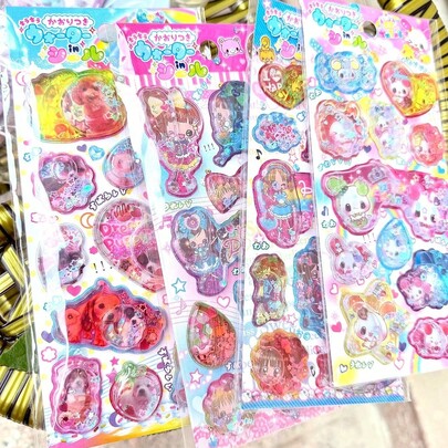 Q-Lia 3D Cartoon Stickers, Crystal Diamond Stickers, Decorative Stickers, Cute Transparent Stickers, Creative Stickers, Gift Stickers, Gem Stickers, Handmade Decorative Puzzle Reward Stickers, Student Gifts, DIY Stickers, New Year Gifts, Valentine's Day Gifts, Easter Gifts, Christmas Transparent Crystal Snowflake Glitter Stickers, DIY Sealing Stickers