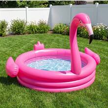 Magenta Flamingo Shaped Large Capacity Inflatable Swimming Pool, Thickened PVC Material, Dedicated For Summer Yard Water Play, Suitable For Outdoor Party, Wedding Scene Decoration, Home Inflatable Water Play Pool - Multiple Styles - View 2