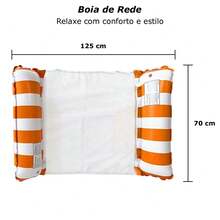 Boia Piscina Rede Cama Flutuante Reclinável Inflável - Laranja - Visão 5
