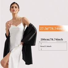 1pc Women's Multi-Color Satin Shawl Wrap, Evening Dress, Wedding Bridesmaid, Daily Protection - Champagne - View 3