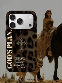 GIIPPA 1件棕色豹紋搭配金色英文字母與十字圖案設計手機殼，適用於Phone 17 Pro Max，相容於Phone 16 Pro Max、15 Pro Max、14 Pro Max，韓系高端時尚趣味手機殼，相容於11/12/13/14/15/16 Pro Max Plus，優雅設計適合男女使用，聖誕節、情人節、復活節、婚禮季與生日送給女友的完美禮物！ - 彩色 - 查看 6