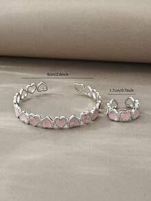 Juego de pulseras de plata, cobre texturizado versátil con incrustaciones de circonita, adecuado para uso diario, reuniones, citas, fiestas, regalos - Plateado - Ver 4